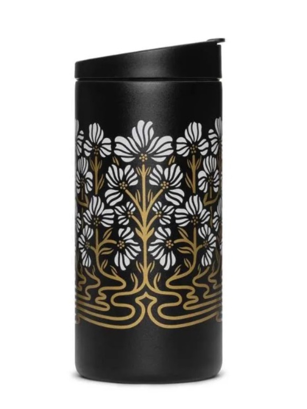 MiiR x Tanamachi Black Floral Gold Insulated Travel Tumbler Mug Cup 12 oz GUC
